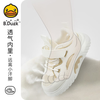 B.Duck小黄鸭童鞋儿童运动鞋夏季镂空透气休闲鞋男女童框子鞋5026米蓝33