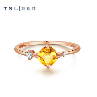 谢瑞麟（TSL）母亲节 18K金戒指甜蜜方糖系列钻石黄水晶指环BE607 圈号13