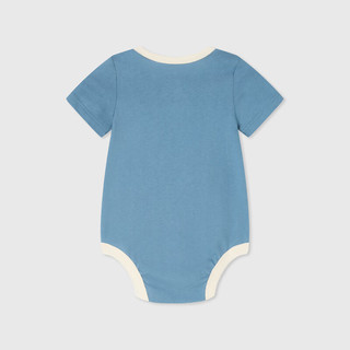 Gap婴儿2024夏季纯棉撞色信封领短袖连体衣儿童装爬服505556 水蓝色 80cm(9-18月) 亚洲尺码