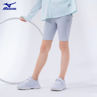 美津浓（MIZUNO）女童瑜伽短裤2024儿童装运动打底紧身弹力裤子夏 浅灰色 150cm
