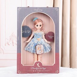 OTHER 女童新年禮物小朋友禮品女孩洋娃娃兒童玩具禮盒套裝公主洋娃娃 （41cm手提禮盒）藍-30cm娃娃