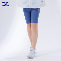 美津浓（MIZUNO）女童瑜伽短裤2024儿童装运动打底紧身弹力裤子夏 牛仔蓝 165cm