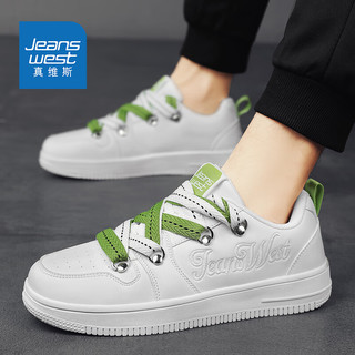 真维斯（Jeanswest）鞋子男鞋春夏季2024韩版休闲板鞋男潮运动鞋男士小白鞋 白绿色 44