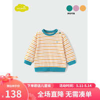 moimoln小云朵童装2024年春季儿童长袖T恤条纹宝宝上衣打底衫 橙色 90cm