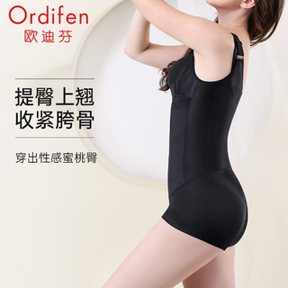 欧迪芬（Ordifen）塑身连体内衣女提臀束腰收腹裤无痕美背侧收副乳 XE4303 黑色 XL