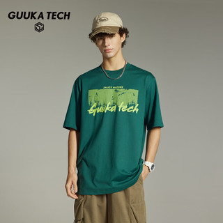 古由卡（GUUKA）TECH机能夜光设计休闲短袖T恤男夏新款潮 旅行登山透气宽松上衣