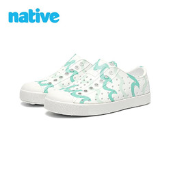native 洞洞鞋男女同款夏季新品波浪纹印花儿童沙滩凉鞋