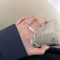 MOEFI 茉妃 s925银珍珠戒指几何碎银不规则设计关节戒轻奢时尚个性尾戒
