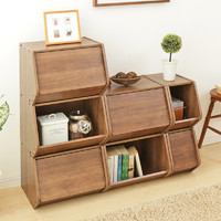 IRIS 爱丽思 床头柜收纳柜实用木质书架整理储物柜儿童衣柜爱丽丝窄柜书柜丝 实木色 带盖