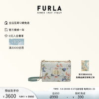 芙拉（FURLA）1927花卉印花牛皮迷你女士斜挎小方包 晶石绿花色