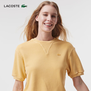 LACOSTE法国鳄鱼女装24年夏季女士T恤时尚纯色简约短袖|TF7217 IVX/姜黄色 42 /175