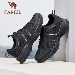 骆驼（CAMEL）2024夏季户外徒步男女鞋轻便软弹网面透气百搭休闲鞋款 G14M342693 黑色男 38