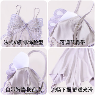 上海故事（STORYOFshanghai）520蝴蝶超性感吊带睡裙带胸垫香芋紫礼盒装 紫色 2XL