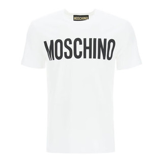MOSCHINO 春夏圆领短袖T恤白色男女同款logo字母印花轻薄50
