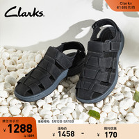 Clarks其乐索塔系列男鞋夏季镂空绑带复古时尚缓震罗马凉鞋 黑色 261768997 42