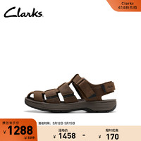 Clarks其乐索塔系列男鞋夏季镂空绑带复古时尚缓震罗马凉鞋 深棕色 261769007 39.5