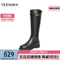 TEENMIX 天美意 冬商场同款时髦靴子时装靴女长靴BH791DG3 黑色(绒里) 37