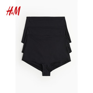 H&M女士内裤夏季细纤维高腰透气舒适性感纯色Shortie三角裤1223114 黑色 155/85