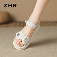 ZHR 则则 凉鞋女夏季经典小香风水钻扣饰鞋子