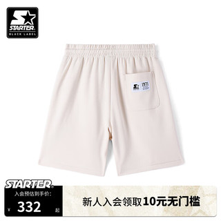 STARTER|美式针织短裤2024年夏季男女运动休闲跑步宽松透气街头 桦木白 S