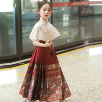 汉服女童马面裙亲子装中国风儿童日常超仙古装半身裙男童宝宝唐装
