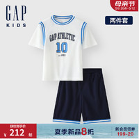 Gap 盖璞 男童2024夏季吸湿速干撞色套装儿童装短袖T恤短裤890520 海军蓝 120cm (XS)亚洲尺码