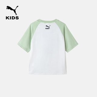 彪马（PUMA）儿童夏季短袖T恤圆领印花宽松时尚舒适亲肤柔软上衣 白 绿色 调00314 170cm