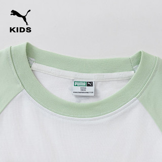 彪马（PUMA）儿童夏季短袖T恤圆领印花宽松时尚舒适亲肤柔软上衣 白 绿色 调00314 150cm