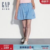 Gap女童2024夏季纯棉花苞牛仔短裤宽松儿童装休闲裤466716 浅蓝色 160cm(XL)亚洲尺码