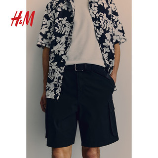 H&M2024夏季新款男装标准版型工装短裤1217827