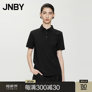 江南布衣（JNBY）24夏polo衫T恤女短袖极简直筒休闲通勤5X4110030 001/本黑 XS