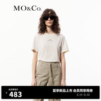 MO&Co.2024夏凉感海豚印花宽松圆领短袖棉质T恤MBD2TEET02 米白色 XS/155