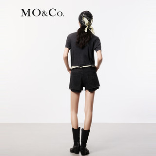 MO&Co.2024夏凉感海豚印花宽松圆领短袖棉质T恤MBD2TEET02 炭黑色 M/165