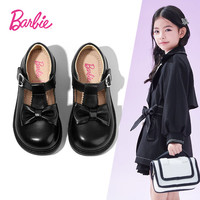 芭比童鞋女童皮鞋春秋软底演出公主鞋黑皮鞋DA6266 黑色 31码