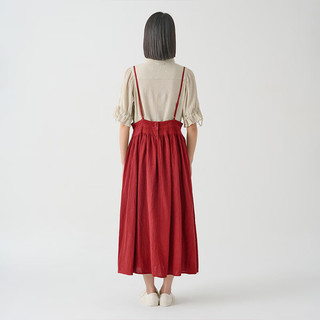 无印良品（MUJI）IDEE 女式 强捻 两穿裙 女夏季款裙子 棉麻 GAD14C4S 【色】深红色 M  155/68A