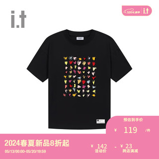 :CHOCOOLATE it 男装圆领短袖T恤2024夏季活力动感半袖M006960 BKX/黑色 XS