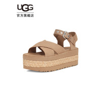 UGG夏季女士休闲舒适厚底可调式脚踝搭扣束带时尚凉鞋1152711 SAN  沙色 40