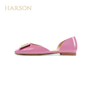 哈森【专柜同款】2024款方头气质方扣一脚蹬女单鞋HM247109