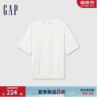 Gap男女装2024夏季法式圈织柔软字母logo短袖T恤上衣465539 白色 175/96A(L) 亚洲尺码