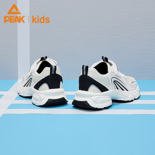 匹克童鞋儿童跑步鞋网面透气缓震防滑运动鞋 米白/黑色 33