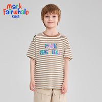 马克华菲2024男女童纯棉短袖儿童宽松半袖洋气宝宝上衣T恤JZ 卡其 150cm