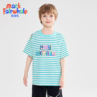 马克华菲2024男女童纯棉短袖儿童宽松半袖洋气宝宝上衣T恤JZ 蓝绿 120cm