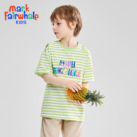 马克华菲2024男女童纯棉短袖儿童宽松半袖洋气宝宝上衣T恤JZ 浅绿 120cm