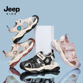 Jeep儿童凉鞋男女童包头沙滩鞋透气2024夏季镂空网鞋儿童运动鞋 粉紫 37码 鞋内长约23.3cm