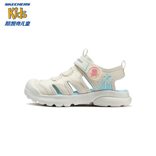 Skechers斯凯奇儿童休闲包头凉鞋夏季款女童网面休闲鞋319511L 自然色/NAT 36码