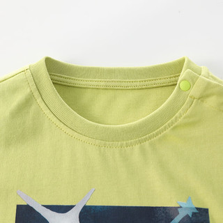 拉比树童装男童纯棉卡通T恤2024年夏季男宝宝短袖上衣透气舒适 绿色 100cm