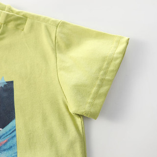 拉比树童装男童纯棉卡通T恤2024年夏季男宝宝短袖上衣透气舒适 绿色 100cm