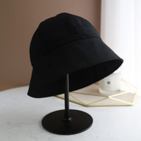 JOLISAC幂幂同款日系渔夫帽女士春夏遮阳布帽可折叠防紫外线太阳帽子休闲 黑色 M（57.5cm）
