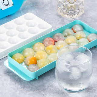 乐扣乐扣 塑料冰块模具制冰盒子冰格冰箱冷冻盒圆型20格*2个