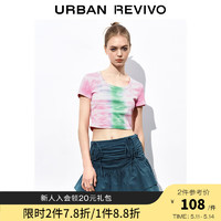 URBAN REVIVO UR2024夏季女装时髦休闲撞色短款修身短袖T恤UWL440114 冷粉色 M